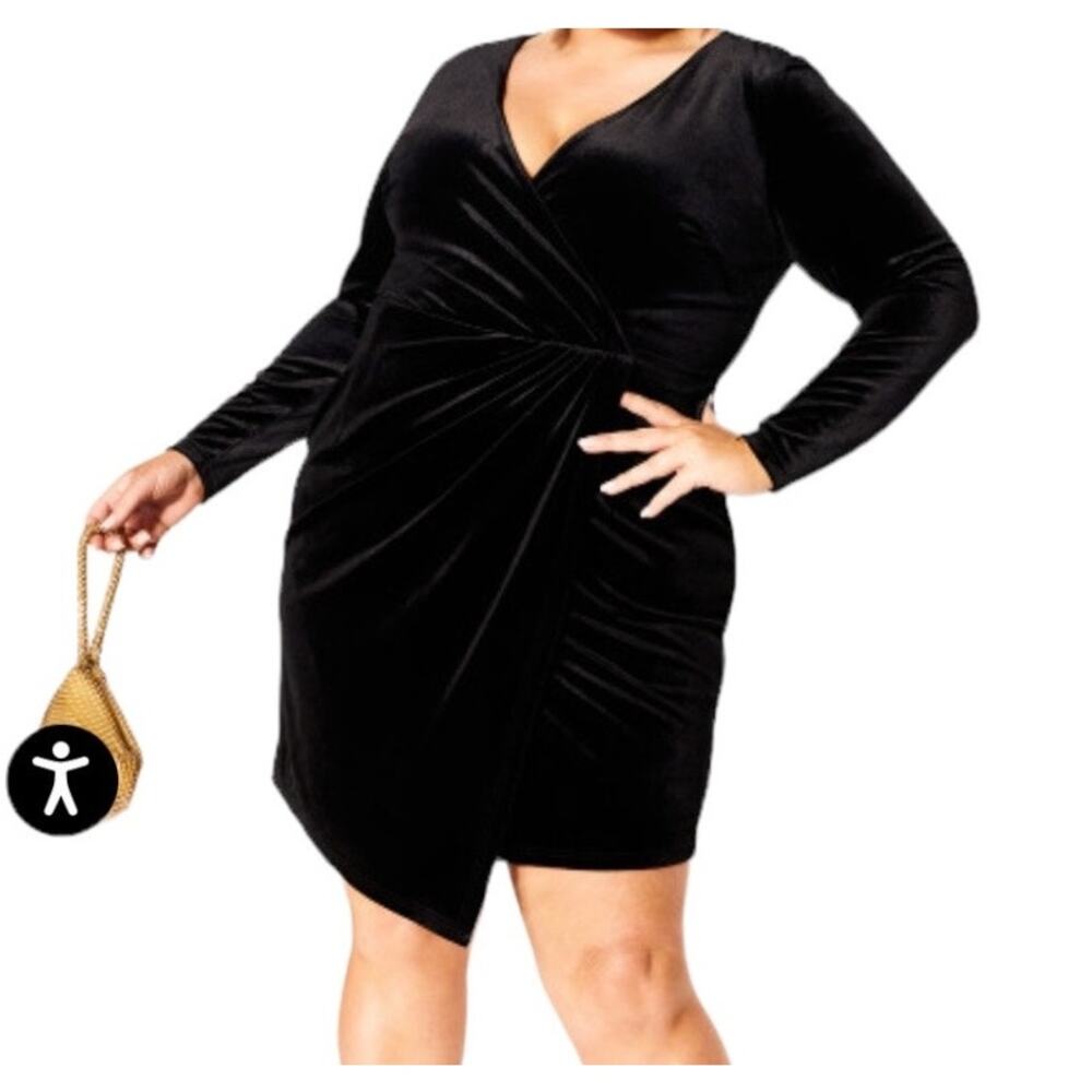 City Chic Dress Clare faux wrap black size XL 22